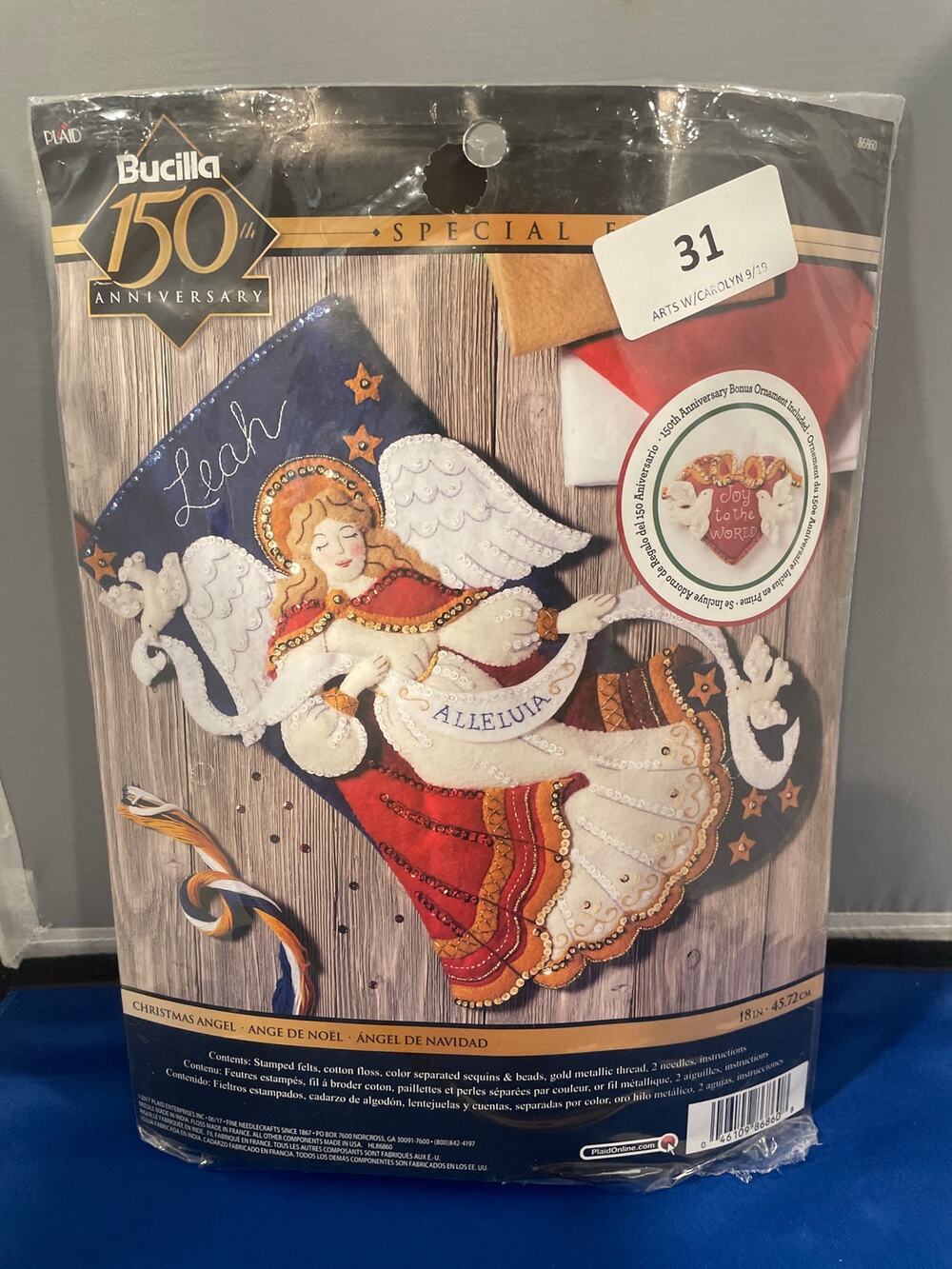 Bucilla 150th Anniversary Christmas Angel stocking Kit 2017 never opened